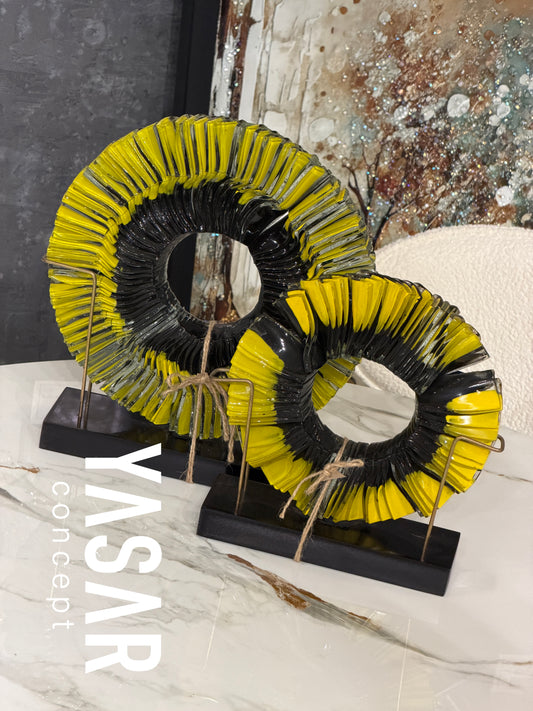 Vitrin Cam Füzyon Disk Set Sarı Siyah