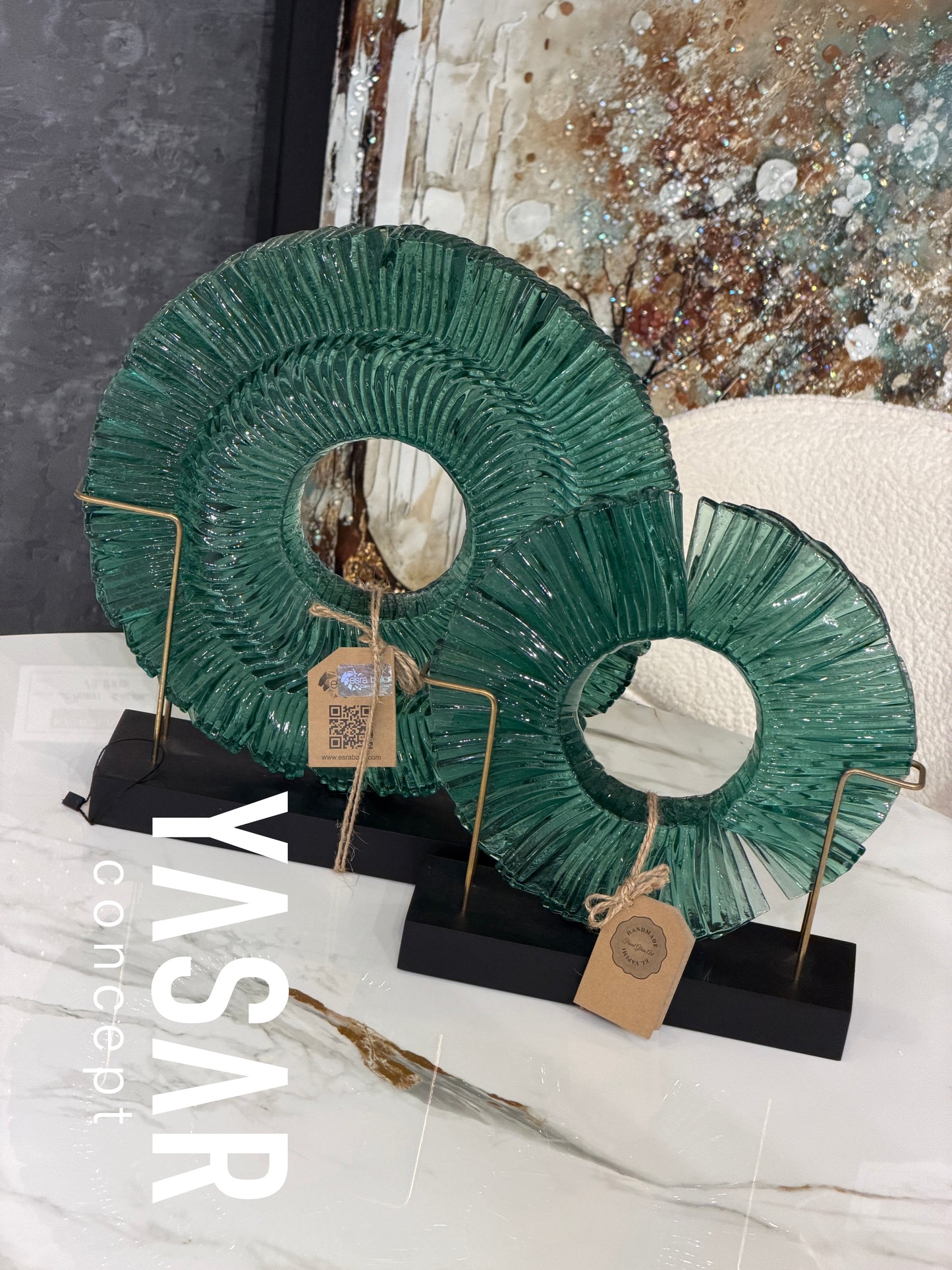 Vitrin Cam Füzyon Disk Set Su Yeşili