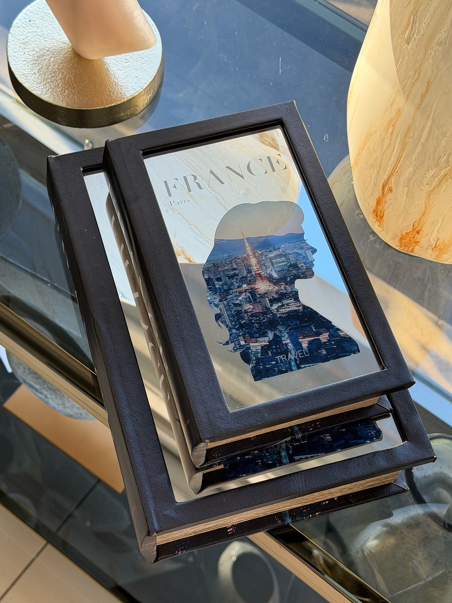 France  Aynalı Dekoratif Kitap Kutu 21x30 Cm