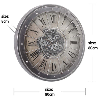 Virginia Metal Çarklı Duvar Saati 80 Cm