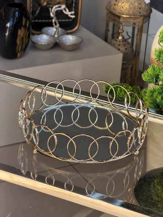 Couronne Metal Aynalı Tepsi Gold 26 Cm