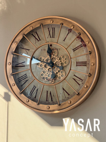 Virginia Metal Çarklı Duvar Saati 60 Cm