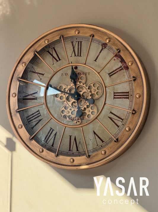 Virginia Metal Çarklı Duvar Saati 60 Cm