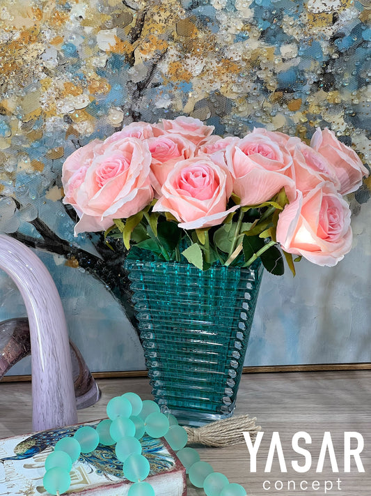 Prisme Kristal Cam Vazo Turkuaz