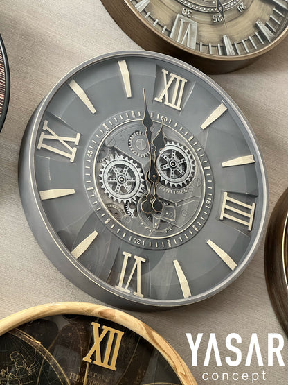 Timetic Metal Çarklı Duvar Saati 60 Cm