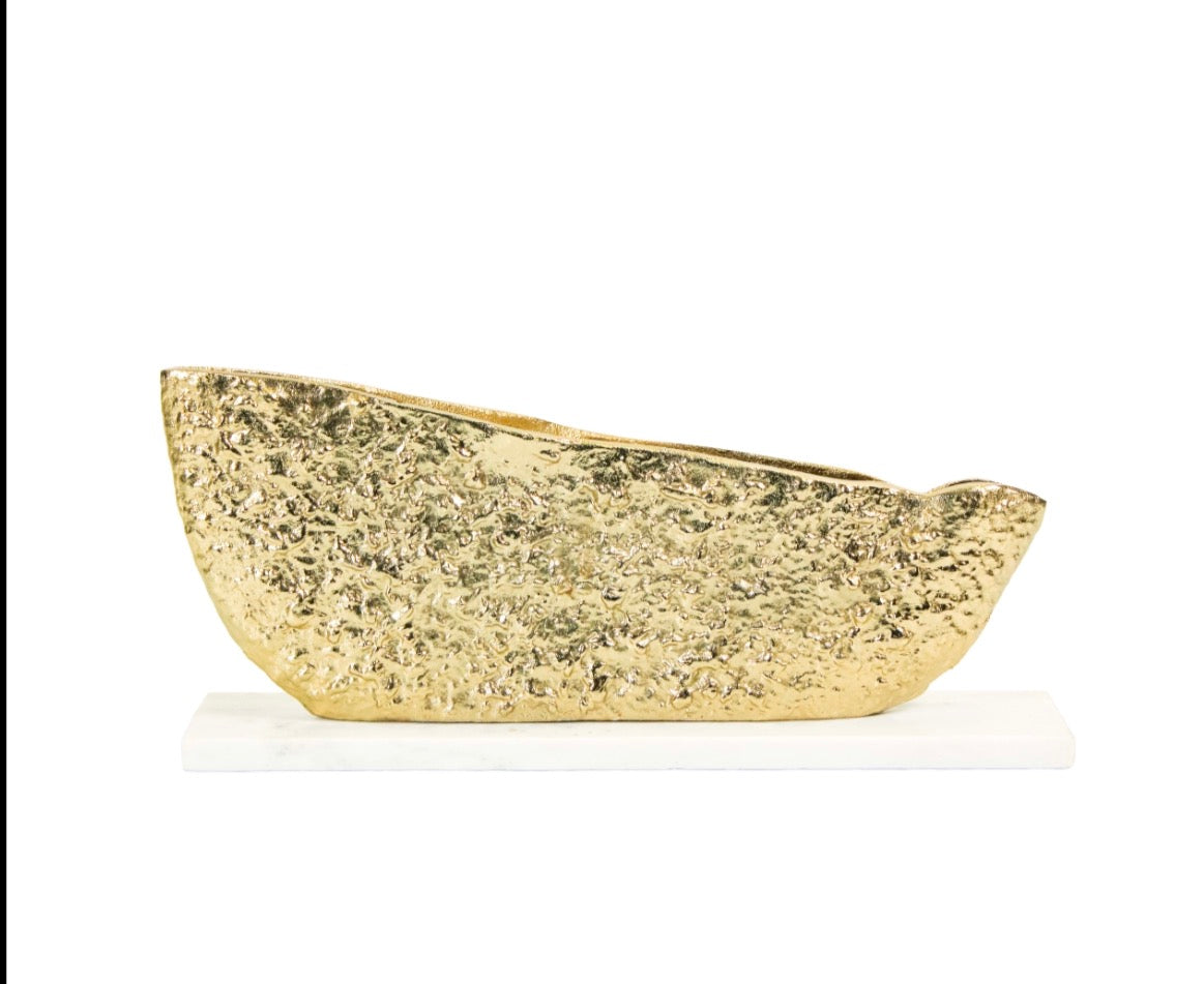 Roccia Metal Mermer Kaiadeli Yatay Vazo 42x20 Cm