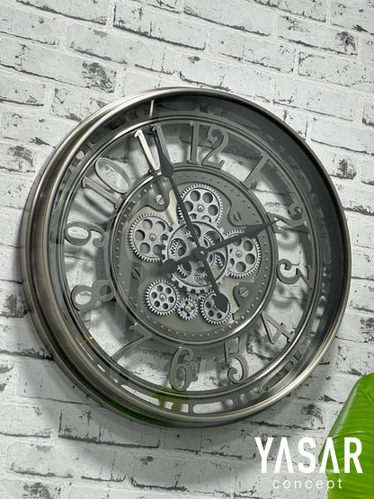 Rotanio Metal Çarklı Duvar Saati 55 Cm