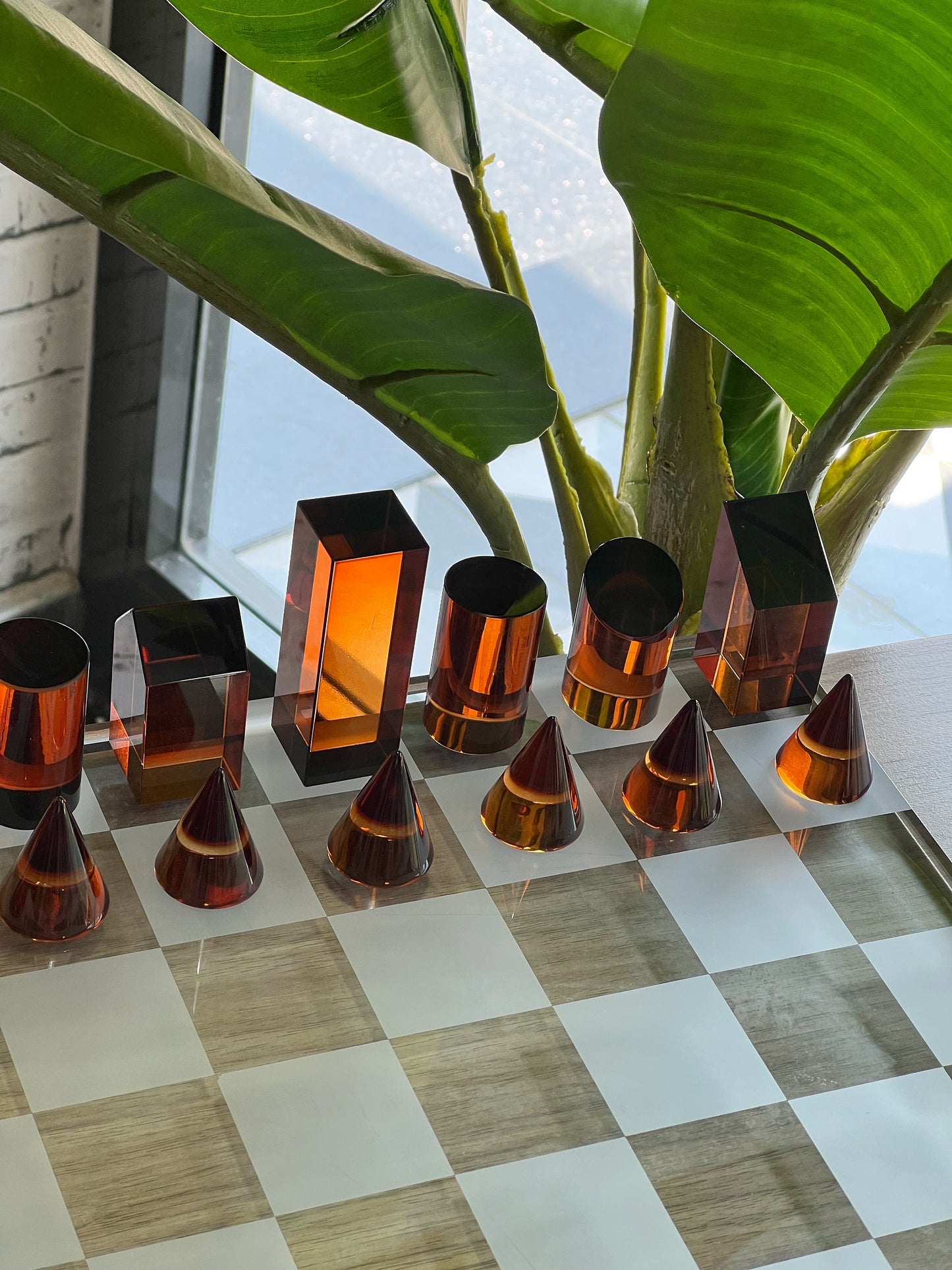 Vitreus Kristal Satranç Takımı Amber Füme