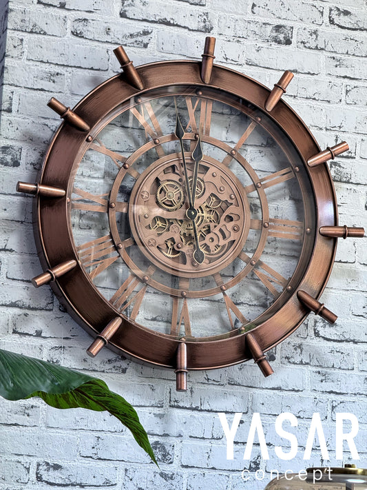 Nauticron Metal Çarklı Duvar Saati 70 Cm