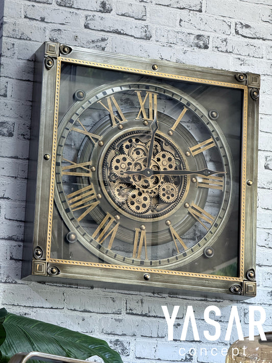 Metallune Metal Çarklı Duvar Saati 60 Cm