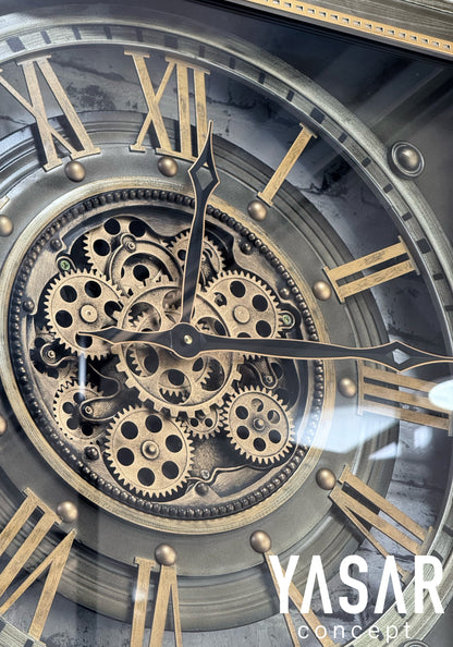 Metallune Metal Çarklı Duvar Saati 60 Cm