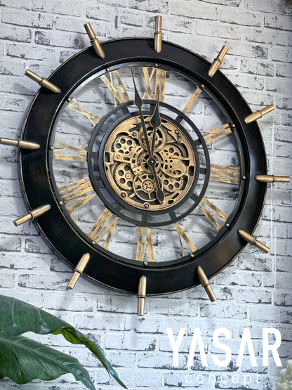 Ocearion Metal Çarklı Duvar Saati 93 Cm