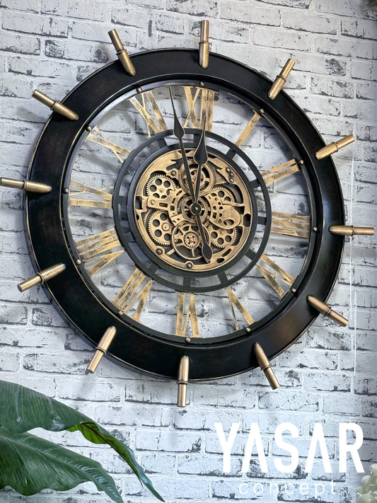 Ocearion Metal Çarklı Duvar Saati 93 Cm