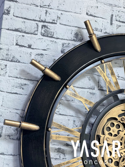 Ocearion Metal Çarklı Duvar Saati 93 Cm