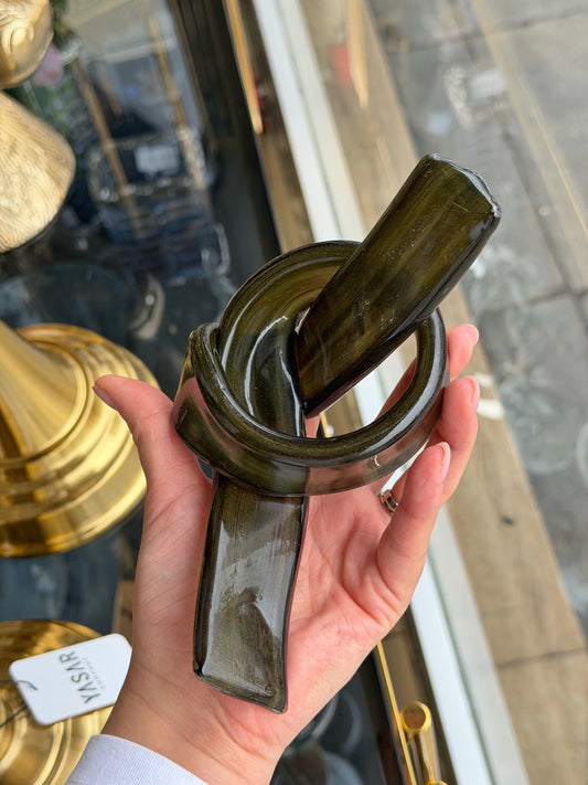 Entrelac Düğüm Dekor Yağ Yeşili 17x8 Cm