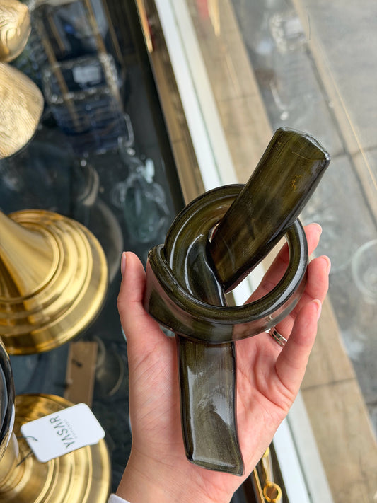 Entrelac Düğüm Dekor Yağ Yeşili 14x8 Cm