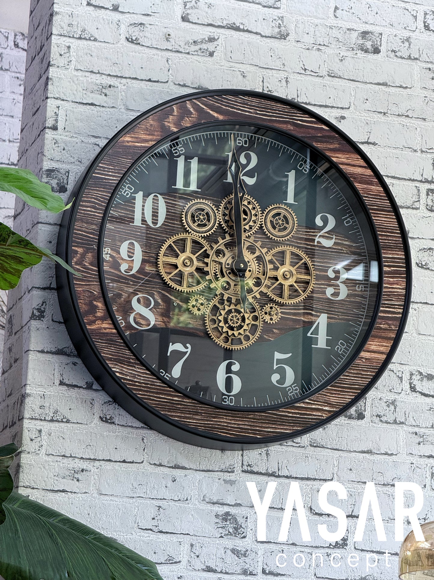 Oakvane Metal Çarklı Duvar Saati 60 Cm