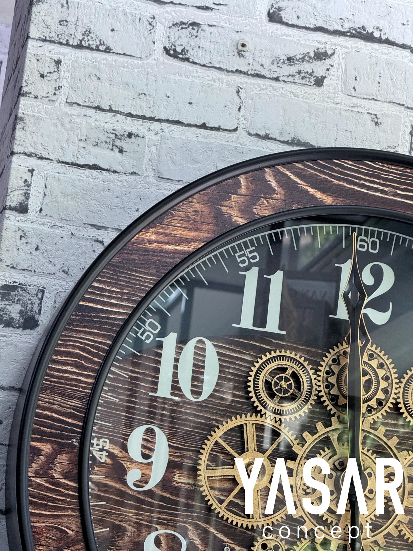 Oakvane Metal Çarklı Duvar Saati 60 Cm