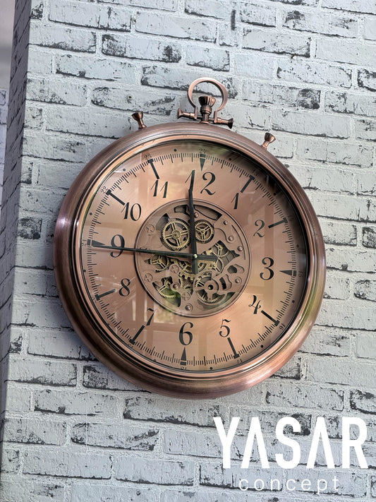 Chronovia Metal Çarklı Duvar Saati Rose 60 Cm
