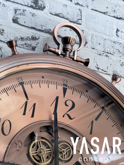 Chronovia Metal Çarklı Duvar Saati Rose 60 Cm