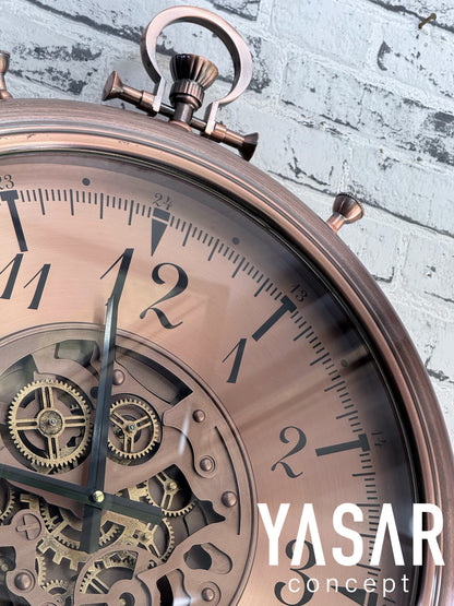 Chronovia Metal Çarklı Duvar Saati Rose 60 Cm