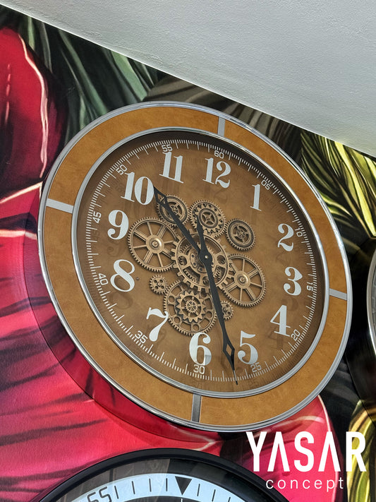 Ferron Metal Deri Çarklı Duvar Saati