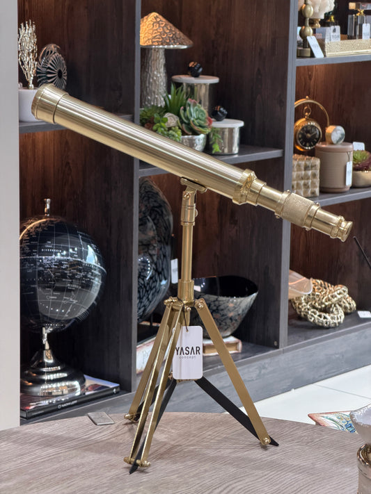 Spectron Pirinç Dekoratif Teleskop Gold