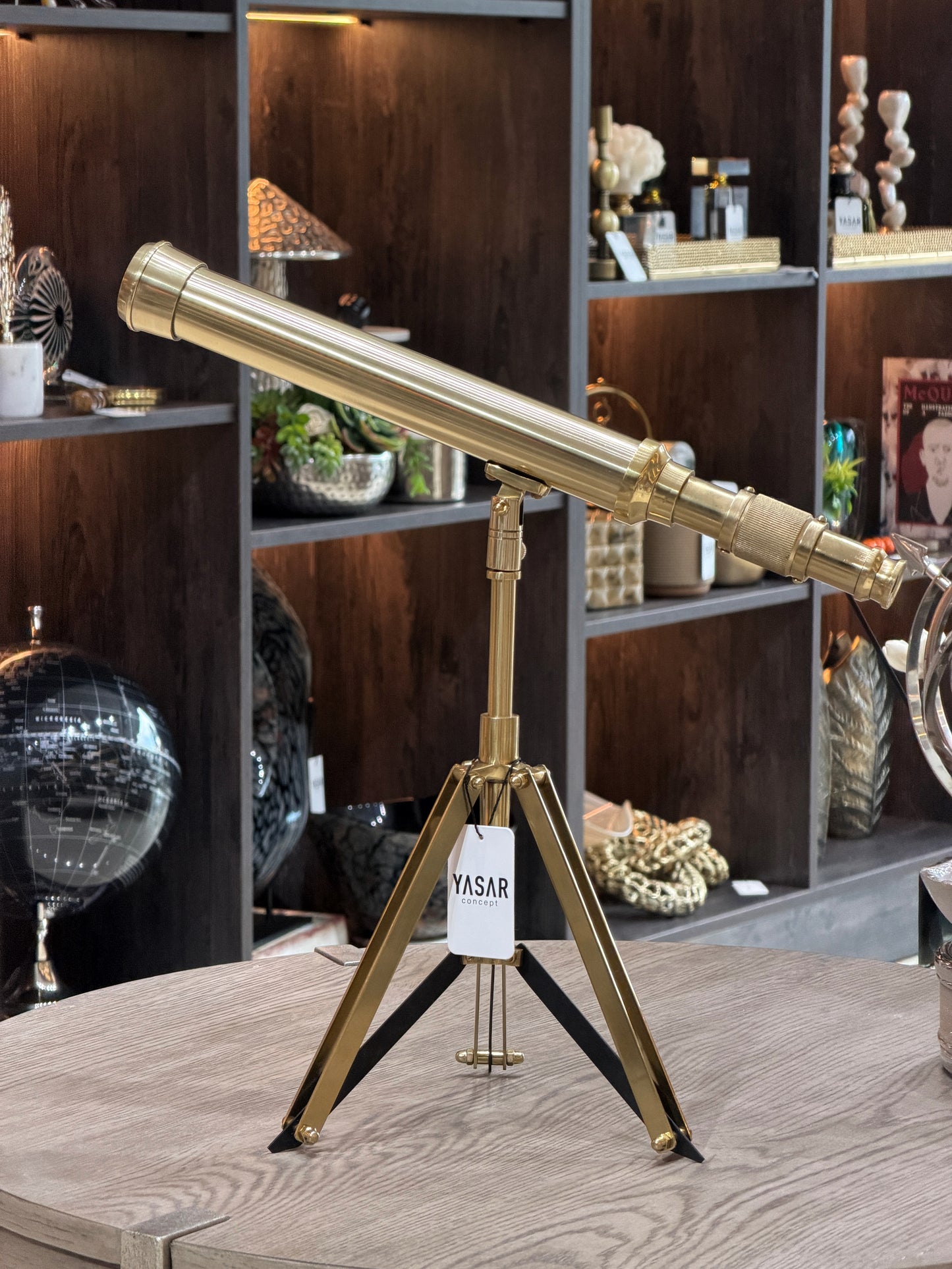 Spectron Pirinç Dekoratif Teleskop Gold