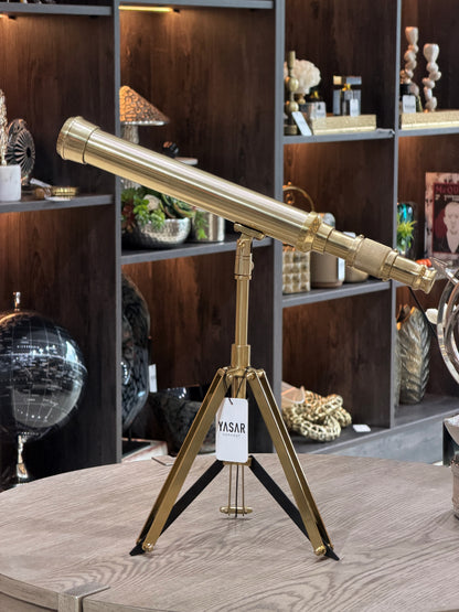 Spectron Pirinç Dekoratif Teleskop Gold