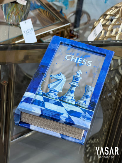Blue Chess Aynalı Dekoratif Kitap Kutu Set