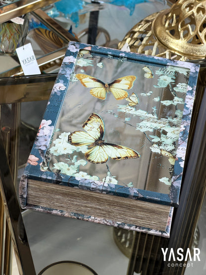 Butterfly Aynalı Dekoratif Kitap Kutu Set