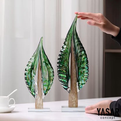 Silvanis Cam Yaprak Obje Set Yeşil