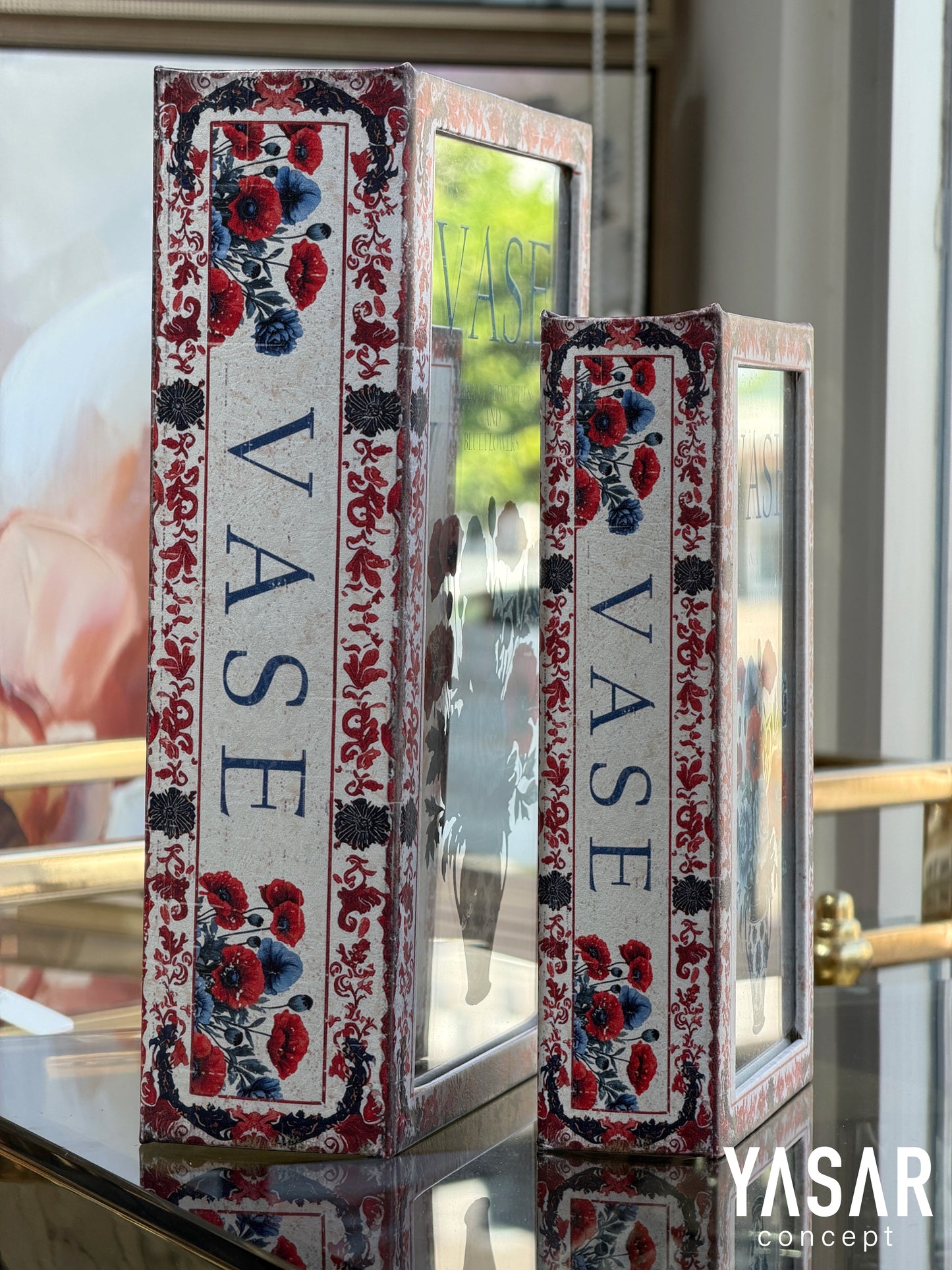 Vases Aynalı Dekoratif Kitap Kutu Set