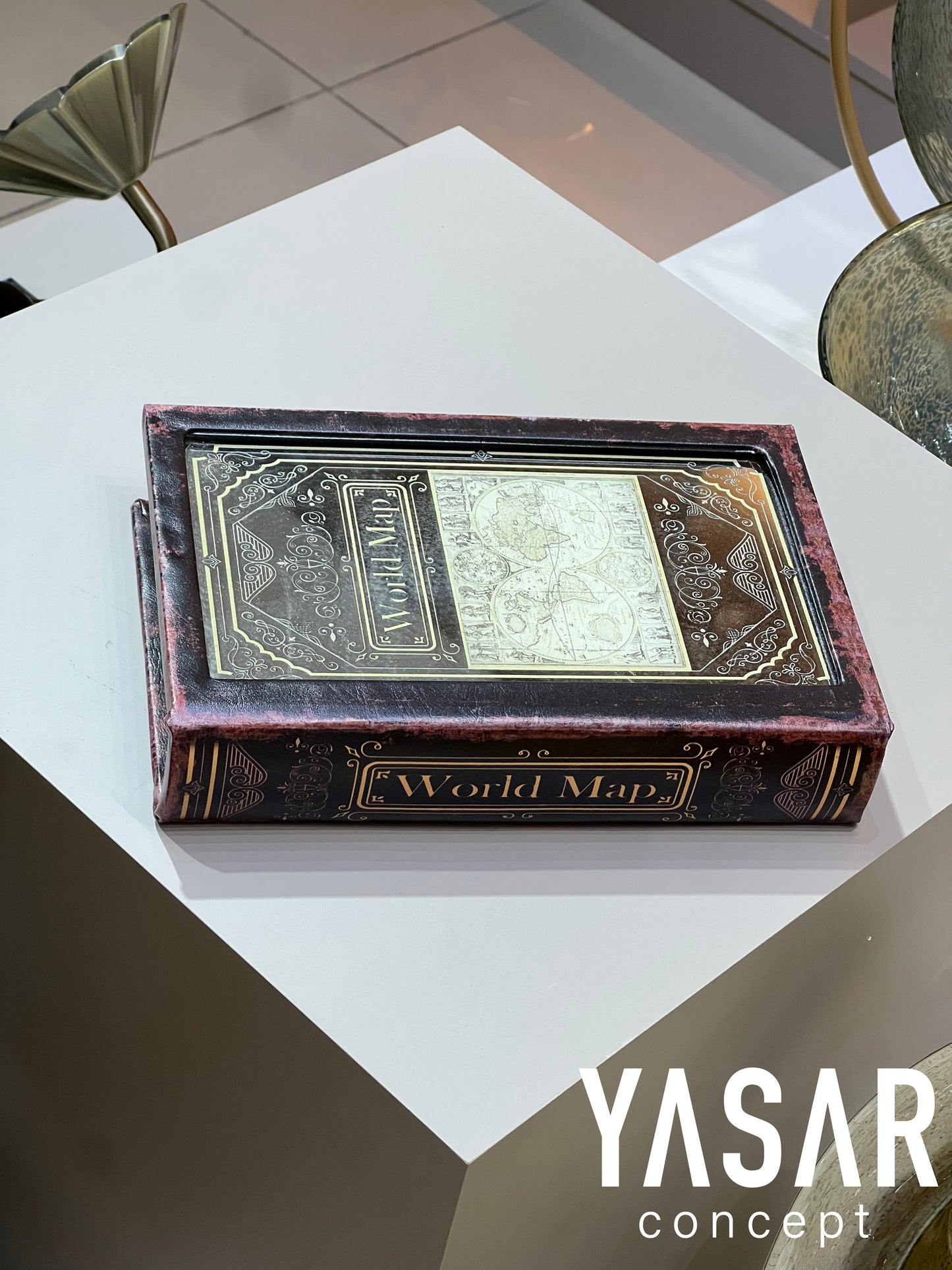 World Map Kitap Kutu Aynalı 16x25 Cm