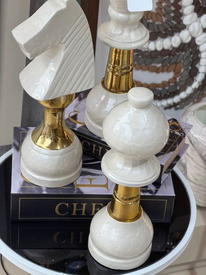 Neochess Dekoratif Satranç Taşları Krem Gold