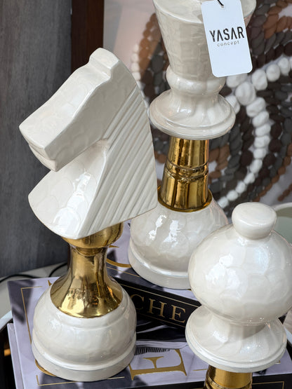 Neochess Dekoratif Satranç Taşları Krem Gold