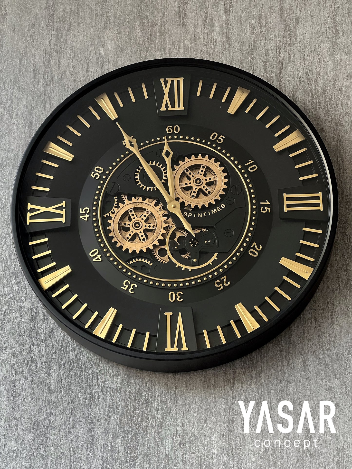 Blackgear Metal Çarklı Duvar Saati 60 Cm