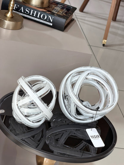 Nodus Cam Düğüm Dekor Set Beyaz