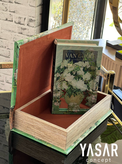 2'Li Van Gogh Dekoratif Deri Aynalı Kitap Kutu
