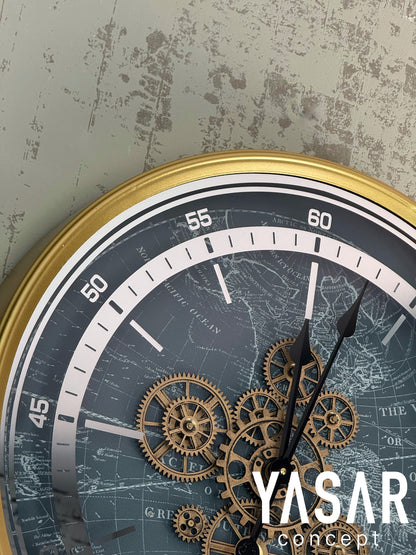 Orbitalis Dünya Haritalı Metal Çarklı Duvar Saati 60 Cm