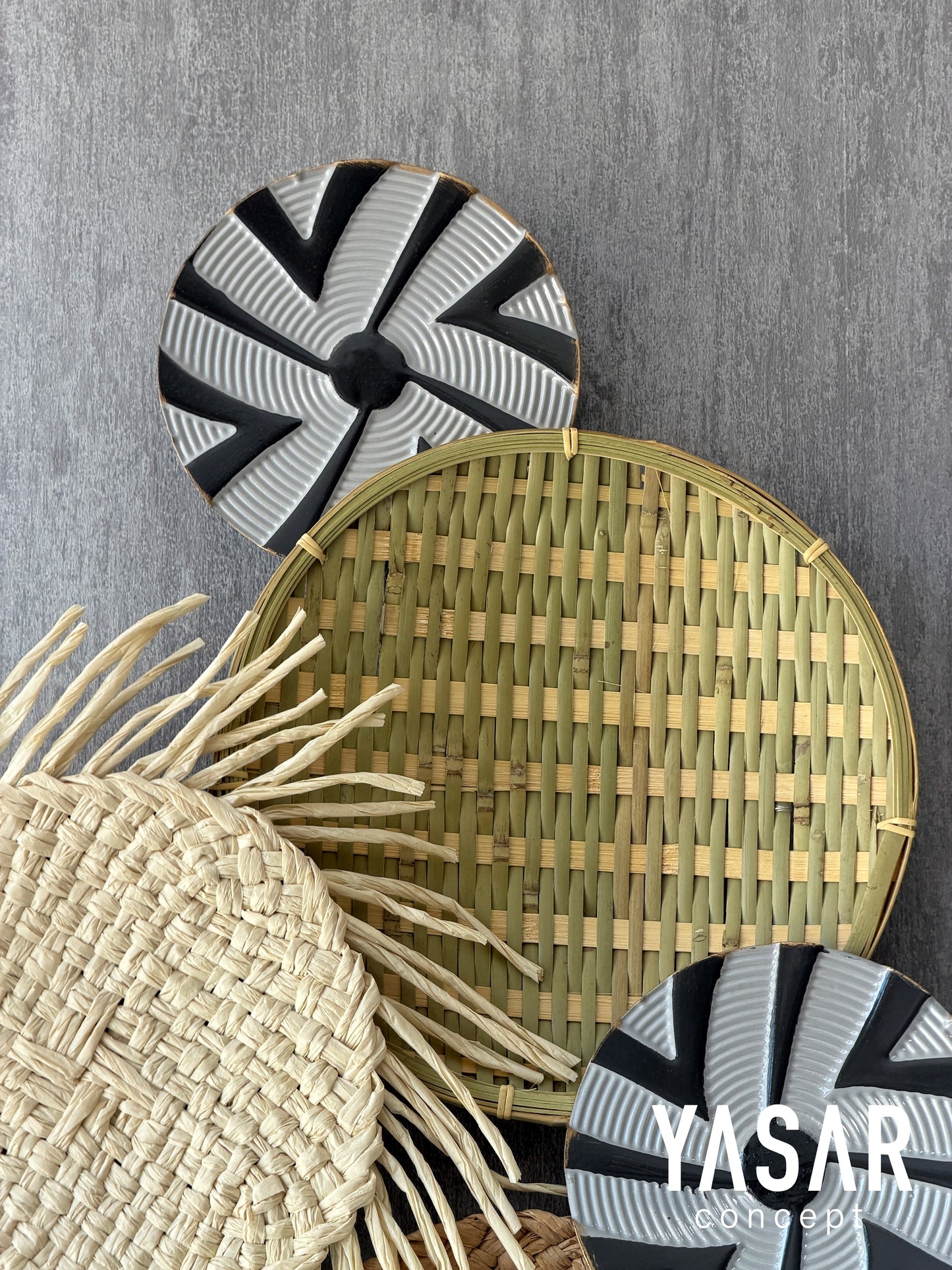 Bamboos Metal Hasırlı Duvar Panosu 37x66 Cm