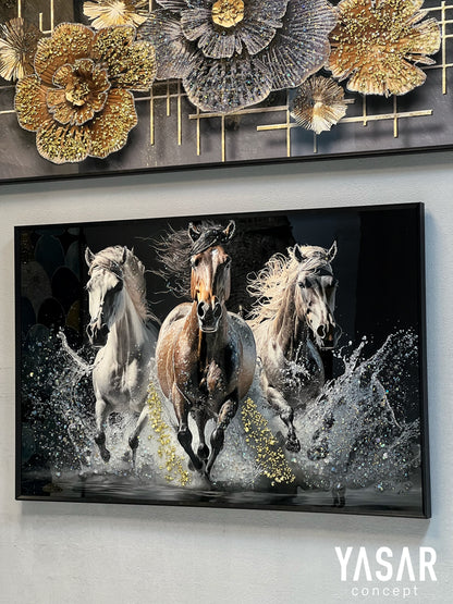 Caballure Atlı Kristal Epoksi Taşlı Reçine Tablo