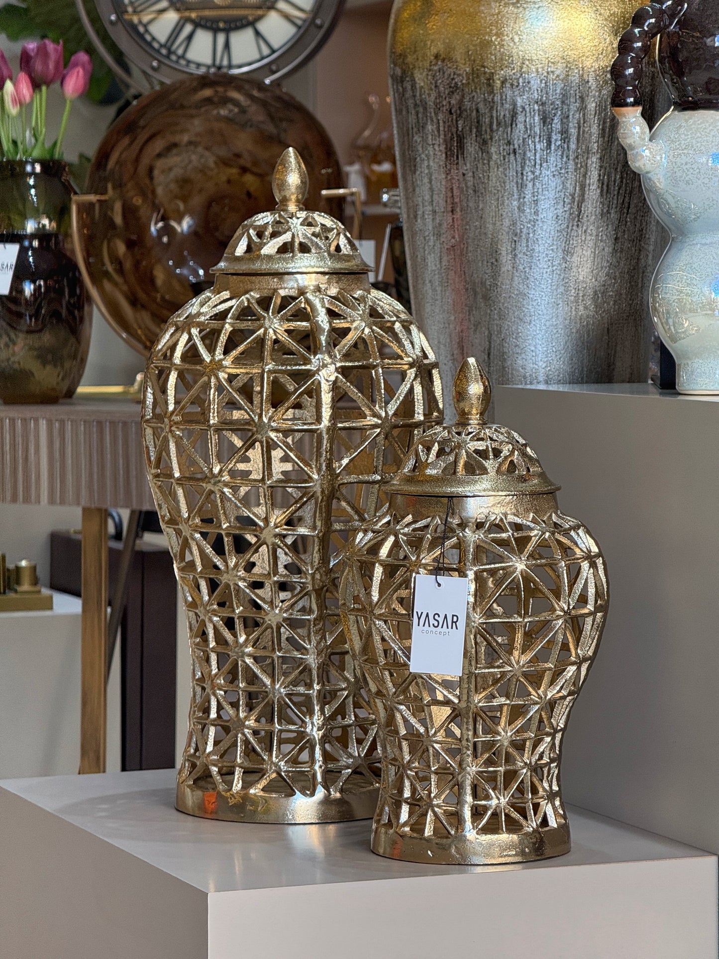 Orifia Metal Delikli Kapaklı Vazo Set