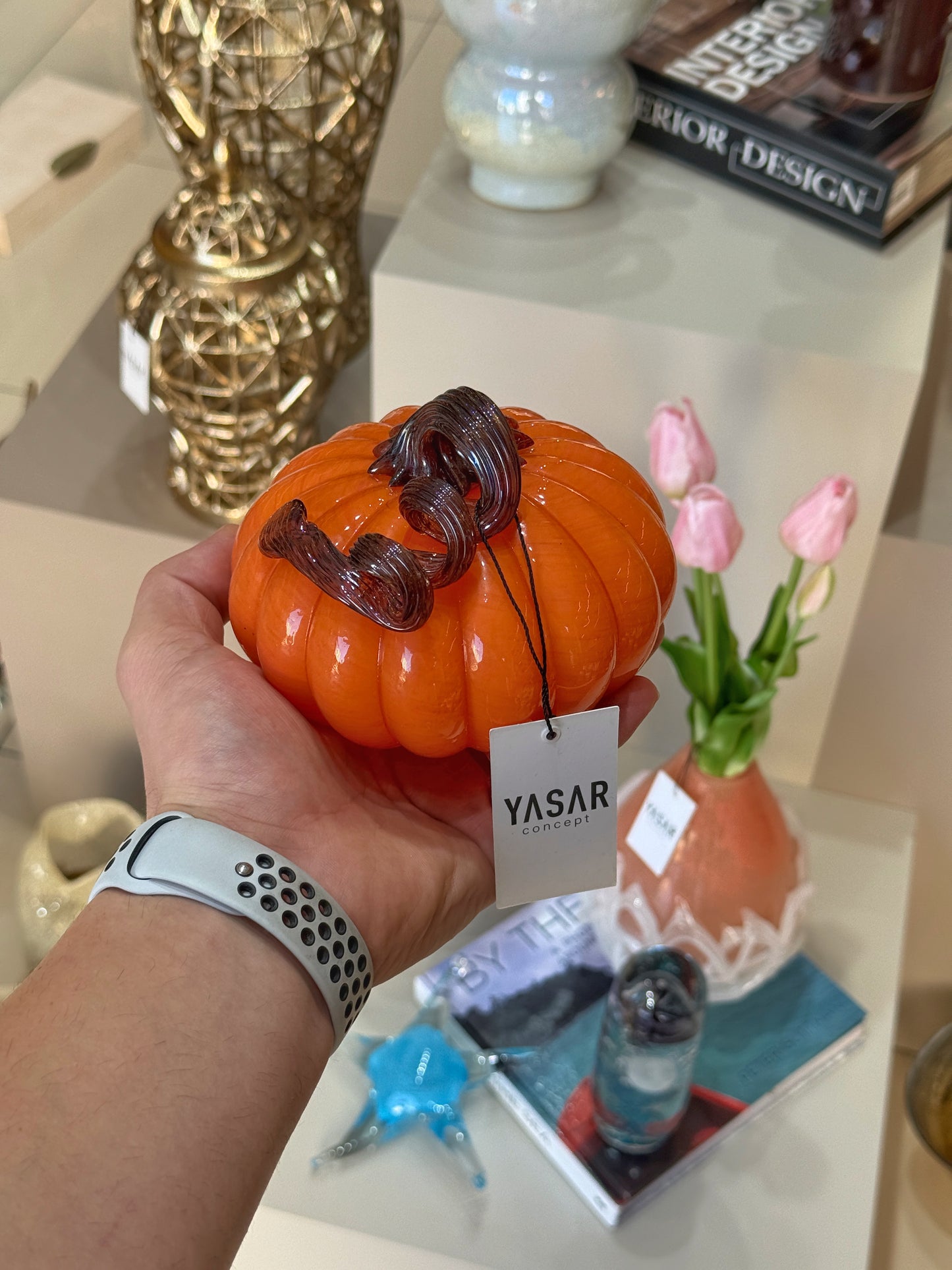 Citrinepump Dekoratif Cam Kabak Obje 9x13  Cm