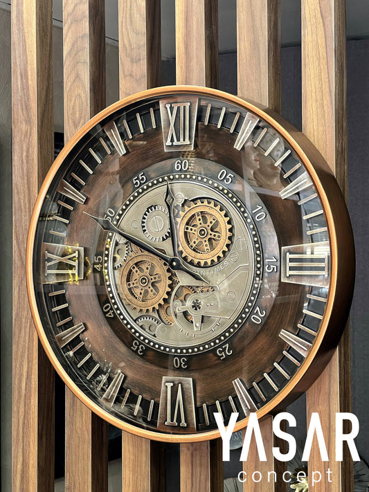 Clavera Metal Çarklı Duvar Saati 60 Cm