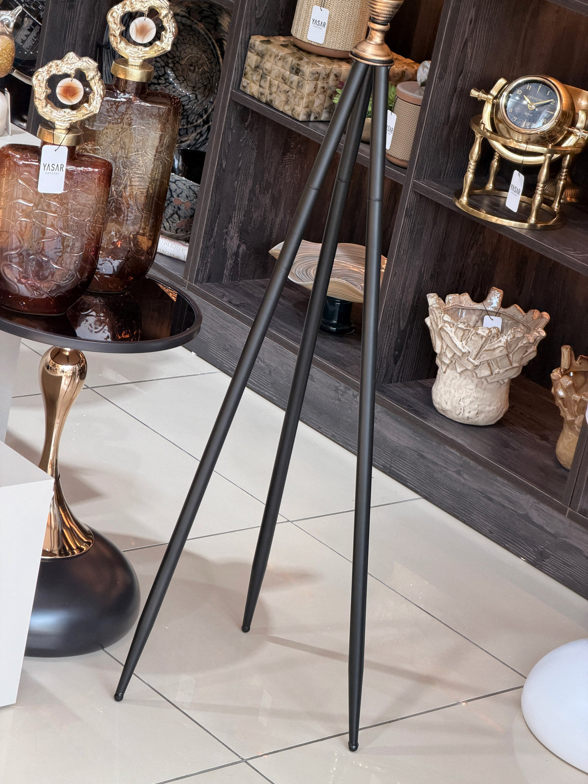 Montoro Metal Ahşap Çarklı Tripod Ayaklı Saat 43x160 Cm