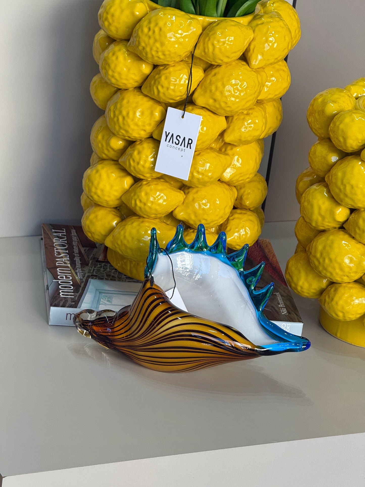 Oceara Renkli Cam Deniz Kabuğu 14x24 Cm