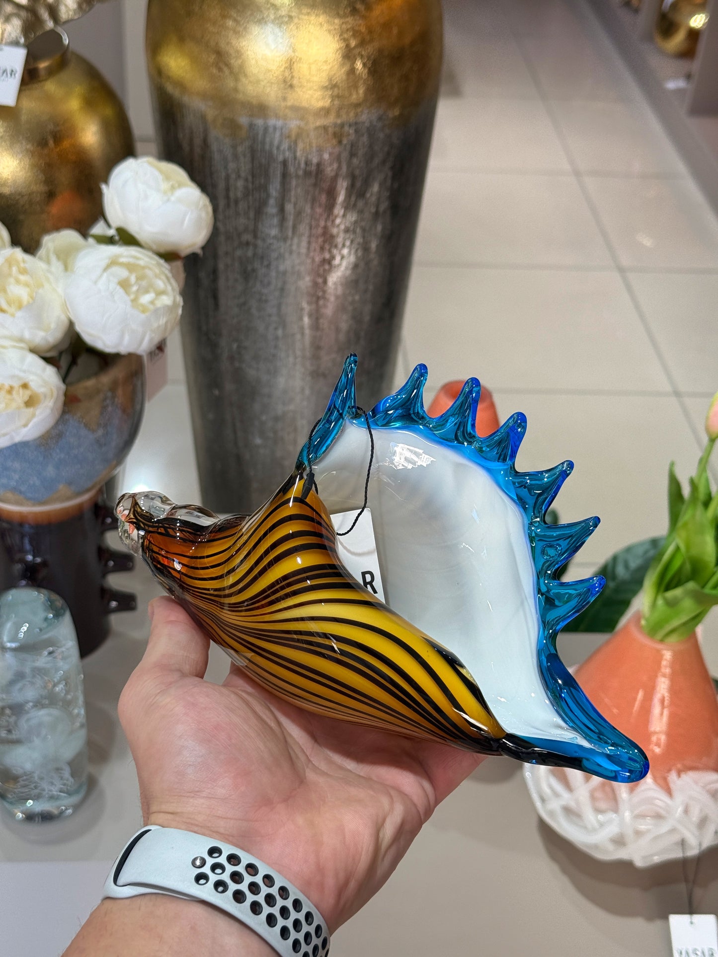 Oceara Renkli Cam Deniz Kabuğu 14x24 Cm