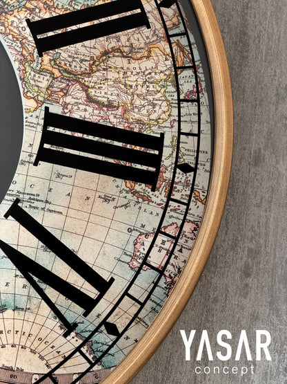 Gloworld Dünya Haritalı Çarklı Duvar Saati 60 Cm