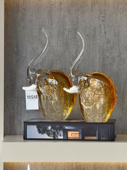 Eluna Cam Dekoratif Fil Obje Set Amber